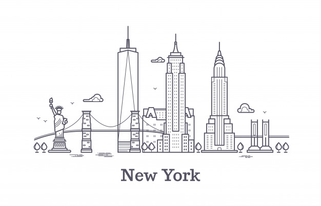 new york city outline skyline nyc line silhouette usa tourist travel vector concept 53562 2868